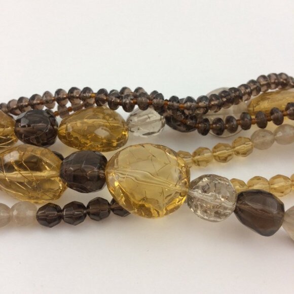 Mexx Chunky Faceted Plastic Bead 3 Strand Necklace Brown Yellow Smokey Grey 20" - Picture 7 of 12